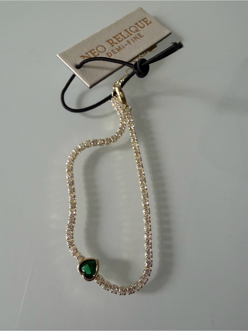 Green heart Demi fine Gold pave Bracelet